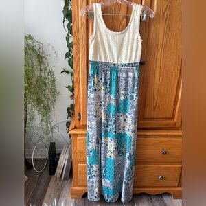 #4 Xhilaration Lace and Patterned Maxi Dress With Slits Small